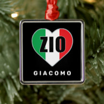 Zio Navidades Bandera Italiana Ornamento cardíaco