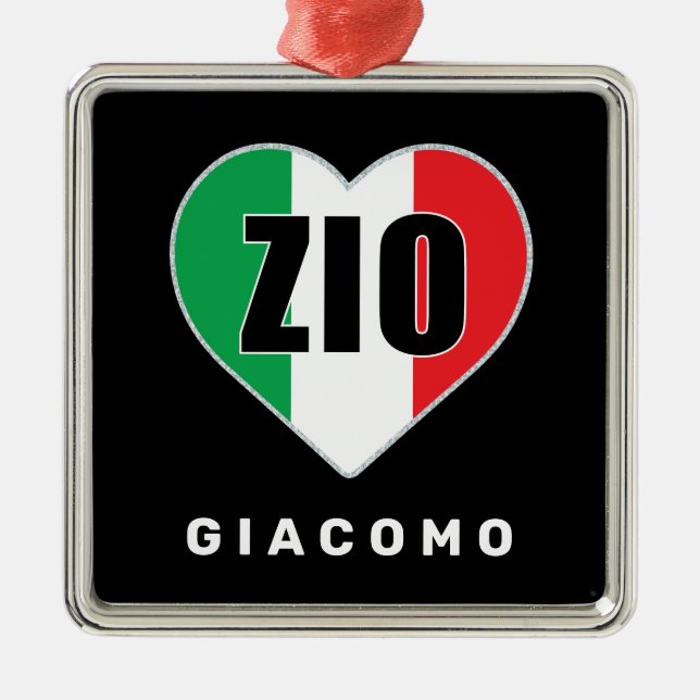 Zio Navidades Bandera Italiana Ornamento cardíaco (Frente)