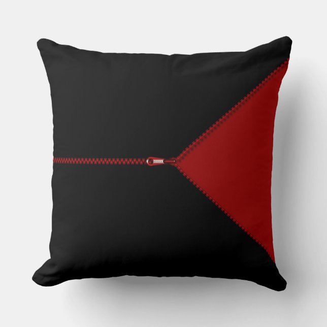 Zip It Up Faux Zipper Cojín decorativo (Anverso)