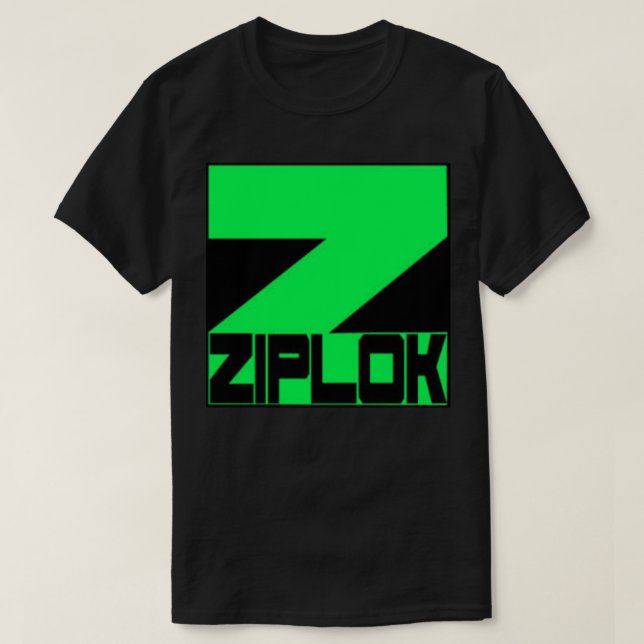 Ziplok - logotipo verde de neón - camiseta negra (Diseño del anverso)