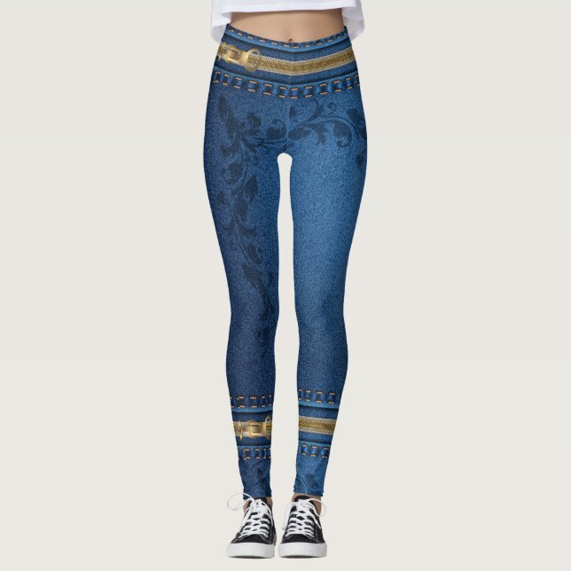 Zipper Blue Jean Leggings (Anverso)