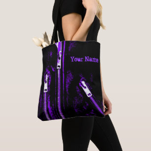 Zips Purple print Name por todo el bolso