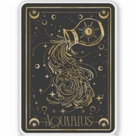 Zodiac Aquarius Astrología Pegatina Negro y Oro