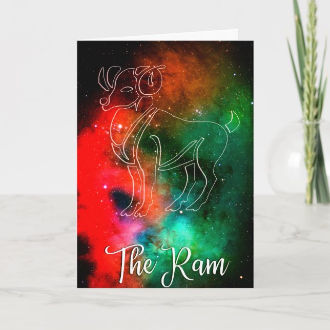 Zodiac : Aries 'The Ram', tarjeta de cumpleaños (Anverso)