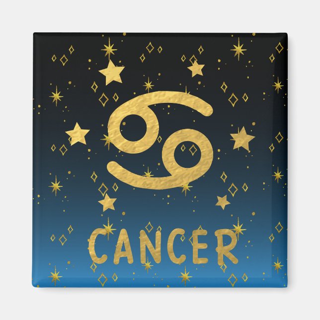 Zodiac Cáncer Imán Azul y Oro (Frente)