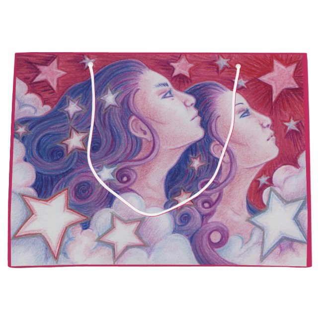 Zodiac Gemini bolsa de regalo grande (Anverso)