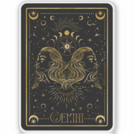 Zodiac Gemini Pegatina Astrológico Negro y Oro
