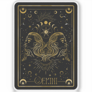 Zodiac Gemini Pegatina Astrológico Negro y Oro