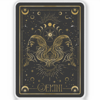Zodiac Gemini Pegatina Astrológico Negro y Oro