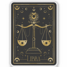 Zodiac Libra Astrológica Pegatina blanco y negro