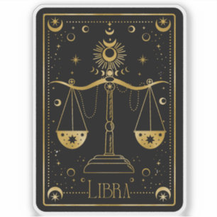 Zodiac Libra Astrológica Pegatina blanco y negro
