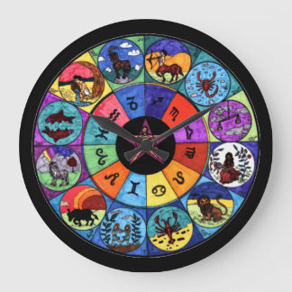 Zodiac Mandala Ronda (grande) reloj de pared