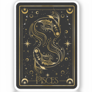 Zodiac Pisces Pegatina de vinilo de corte negro y