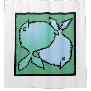 Zodiac Rótulos Pisces Cortina de Ducha