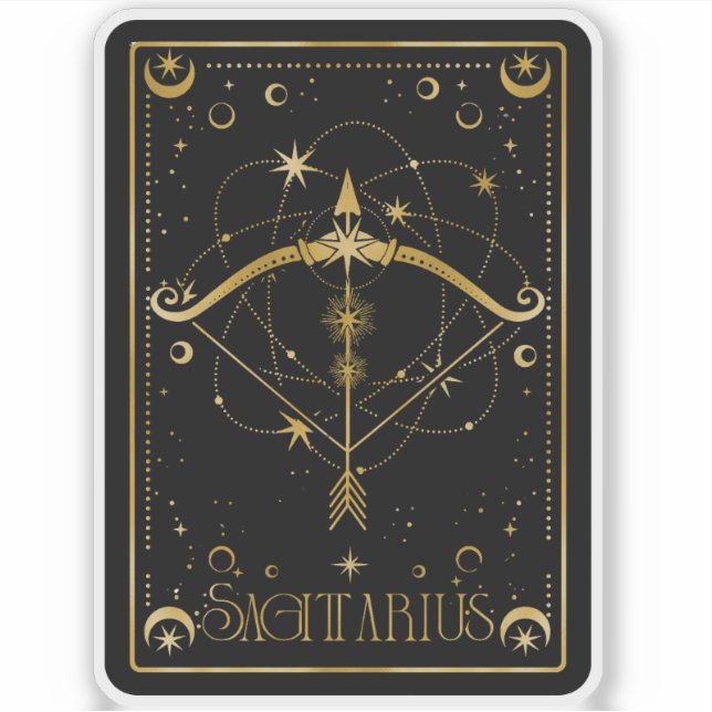 Zodiac Sagittarius Astrología Pegatina blanco y ne (Anverso)