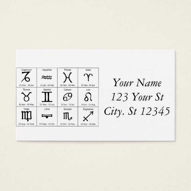 Zodiac Sun Rótulo Astrología Calendario Thunder_Co (Frente)