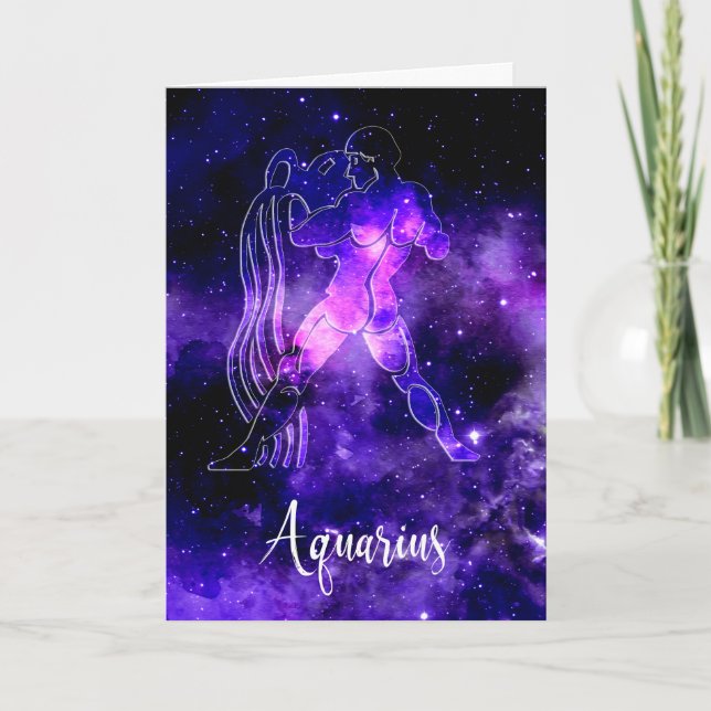 Zodiac : Tarjeta de cumpleaños Espacio Aquarius (Anverso)