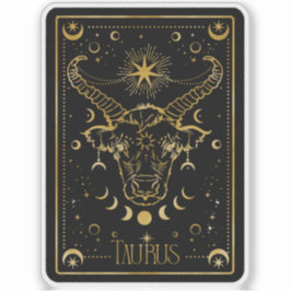 Zodiac Taurus Astrológico Pegatina Negro y Oro