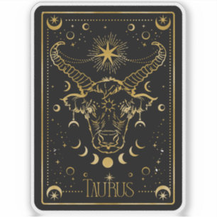 Zodiac Taurus Astrológico Pegatina Negro y Oro