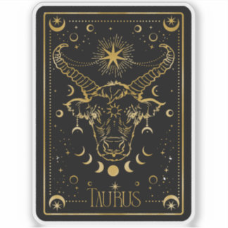 Zodiac Taurus Astrológico Pegatina Negro y Oro
