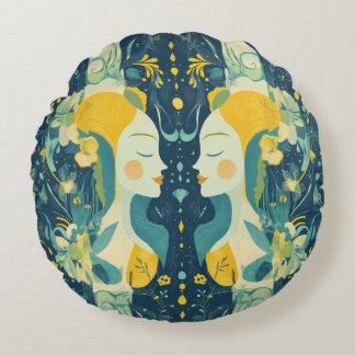 Zodiac Vibes Gemini - Almohada redonda