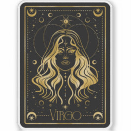 Zodiac Virgo Astrológico Pegatina de Oro y Negro