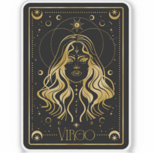 Zodiac Virgo Astrológico Pegatina de Oro y Negro