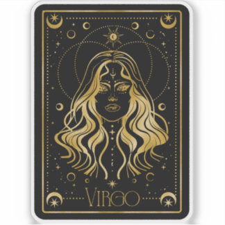 Zodiac Virgo Astrológico Pegatina de Oro y Negro