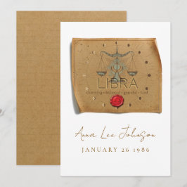 ZODIACO - Libra - Tarjeta de Cumpleaños Personaliz