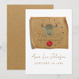 ZODIACO - Tauro - Tarjeta de Cumpleaños Personaliz