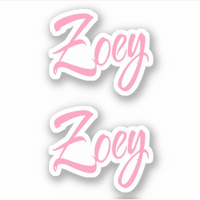 Zoey Nombre decorativo en Pegatina rosa x2 (Anverso)