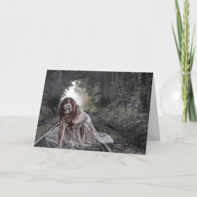 Zombie con la tarjeta Tracks Halloween (Anverso)