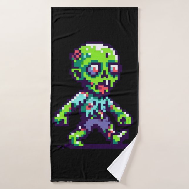 zombie divertido de 8 bits de Halloween  (Toalla de baño)