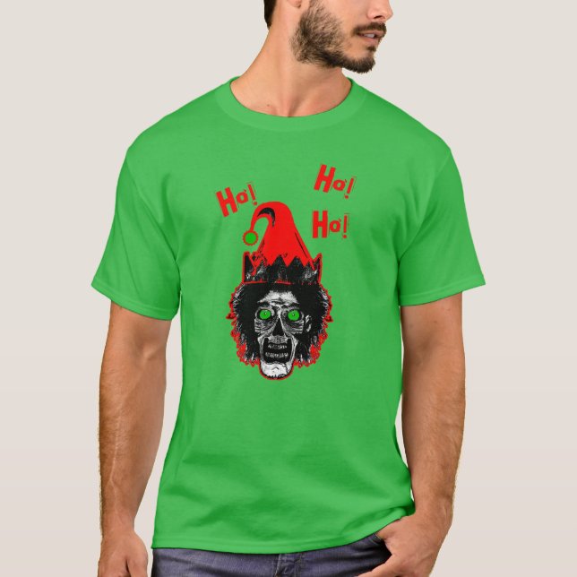 Zombie - ¡Gorra rojo curvo Ho! ¡Ho! ¡Ho! Camiseta (Anverso)