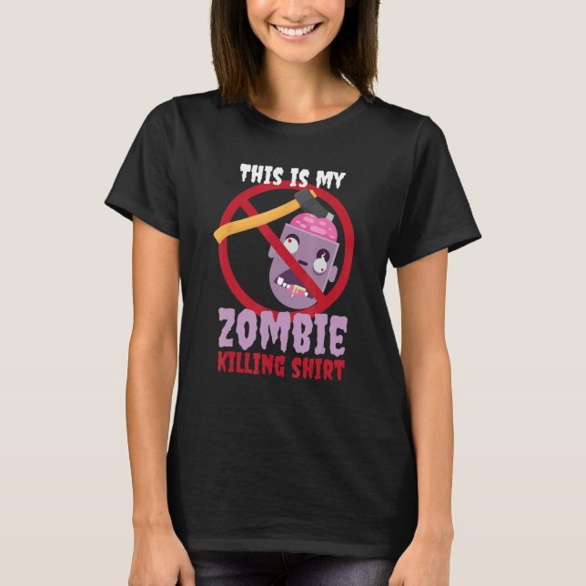 Zombie Matando Camisa I Apocalipsis Halloween sin  (Anverso)