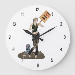 Zombie Pin Up Chica Protesta II Reloj de pared