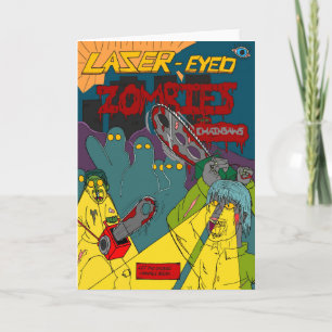 Zombies con ojos láser con tarjeta de saludo de Ch
