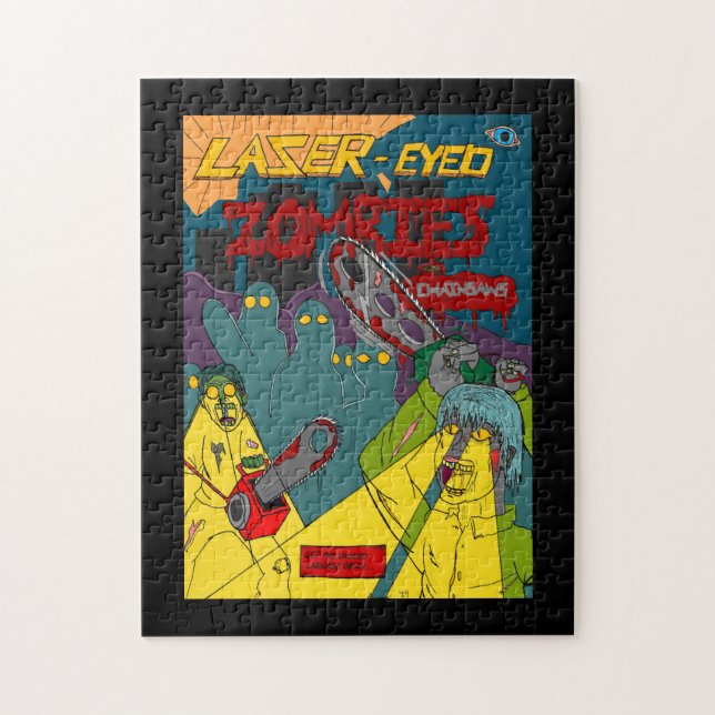 Zombis con ojos láser y rompecabezas de Chainsaws (Vertical)