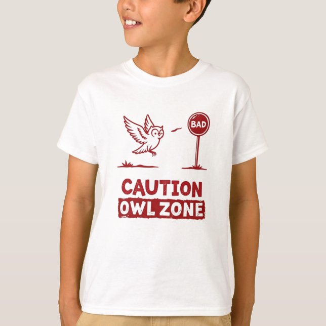 Zona de búho de precaución - Diseño de camisetas d (Anverso)