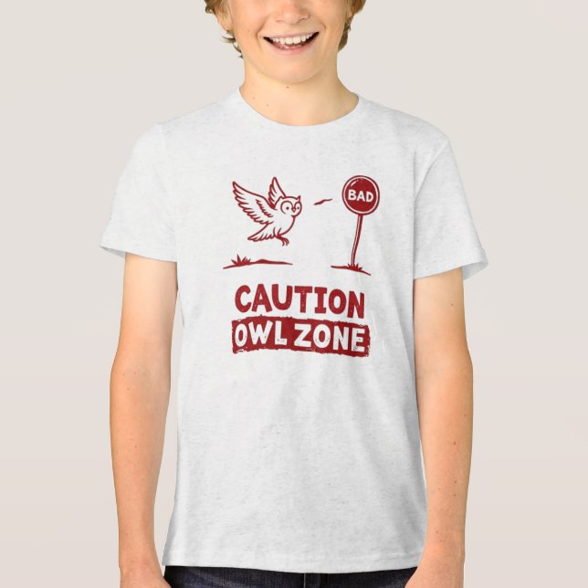 Zona de búho de precaución - Diseño de camisetas d (Anverso)