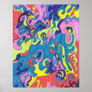 "Zona de juegos subacuática" 16x20 Resumen de arte