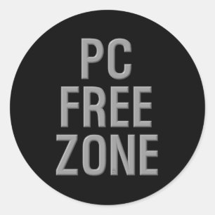 Zona libre de PC pegatinas grandes redondos negros