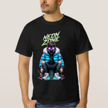 ZONA NEÓN – Camiseta Gráfica de la Tripulación Rel