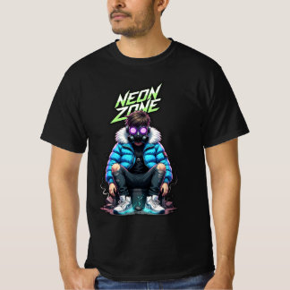 ZONA NEÓN – Camiseta Gráfica de la Tripulación Rel