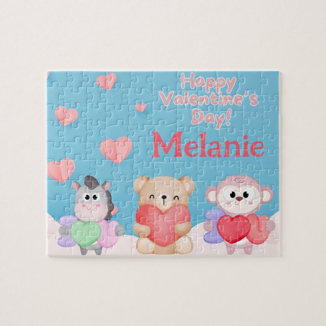 Zoo Animal Valentine's Day Custom Kid Puzzle  (Horizontal)