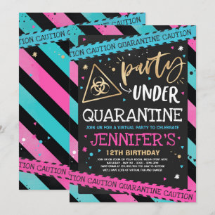 Zoom virtual de invitación de cumpleaños de cuaren