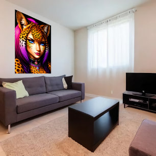 Zoomorfo jovencita fresca cheetah Arte IA