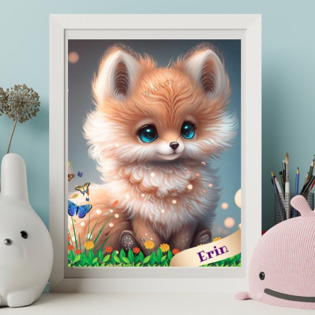 Zorro Adorable en Jardín de Flores Arte Personaliz (Subido por el creador)