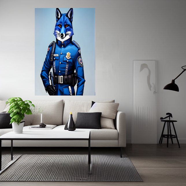 Zorro azul con uniforme policial | Poster de arte  (Subido por el creador)