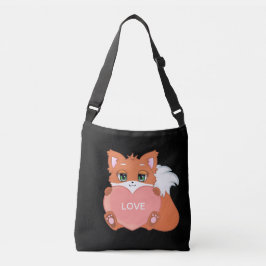 Zorro de bebé lindo con corazón en bolsa transvers